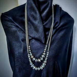 Vintage box chain and crystal necklace.